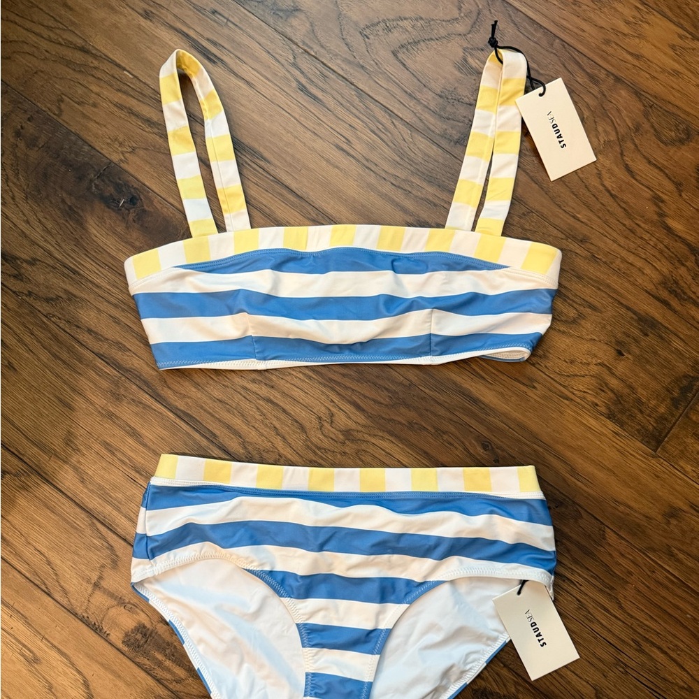 NWT Staud Liv Bikini Top, XL Buttercup Seashore Stripe